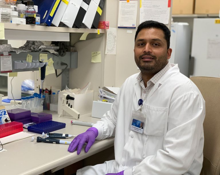 Arun Kanakkanthara in lab