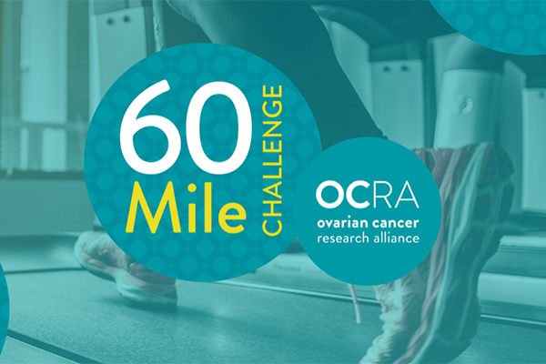 60 Mile Challenge OCRA Ovarian Cancer Research Alliance over running shoes