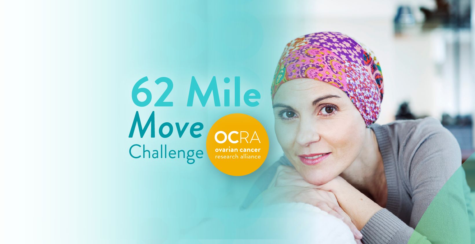 62 mile move challenge for ocra featuring photo of woman in head wrap looking ahead