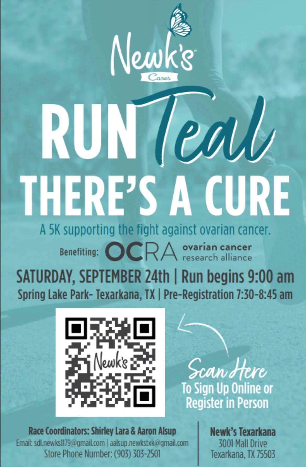 Newk's Cares Run Teal There's a Cure, September 24 2022, Spring Lake Park, Texarkana