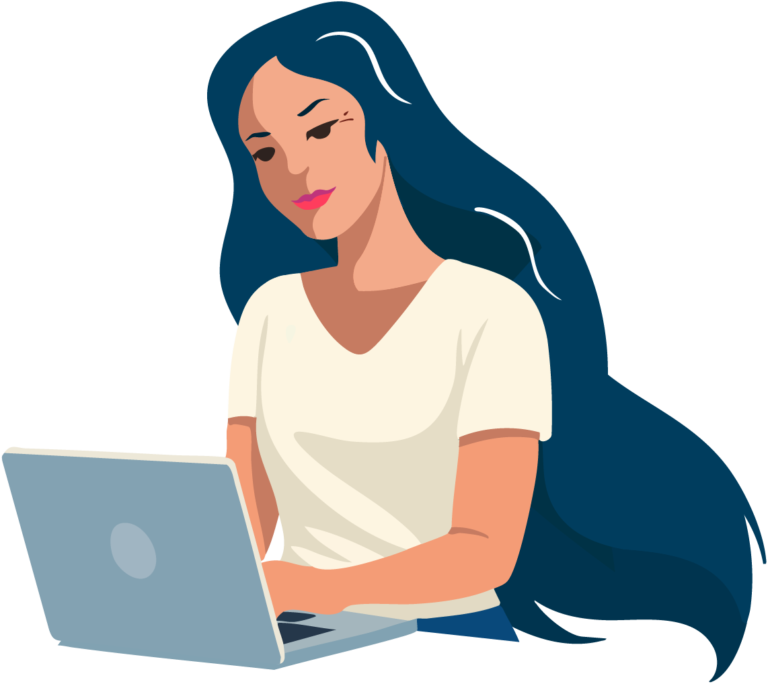 Helen from Living Lab on her laptop